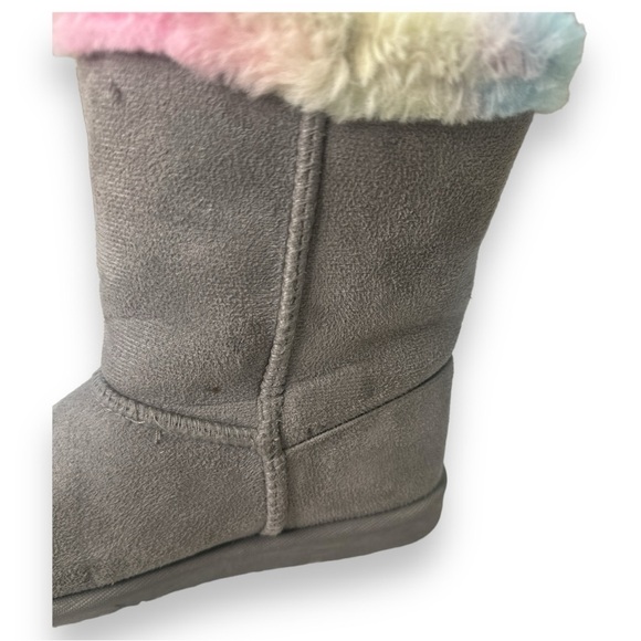 Fabkids Girls Rainbow Fur Lined Boot in Grey - 13 - Picture 8 of 10